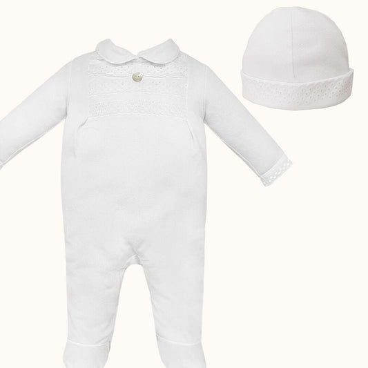 Babygrow e Gorro Pretty 1 Branco - Pim-Pam-Pum Baby