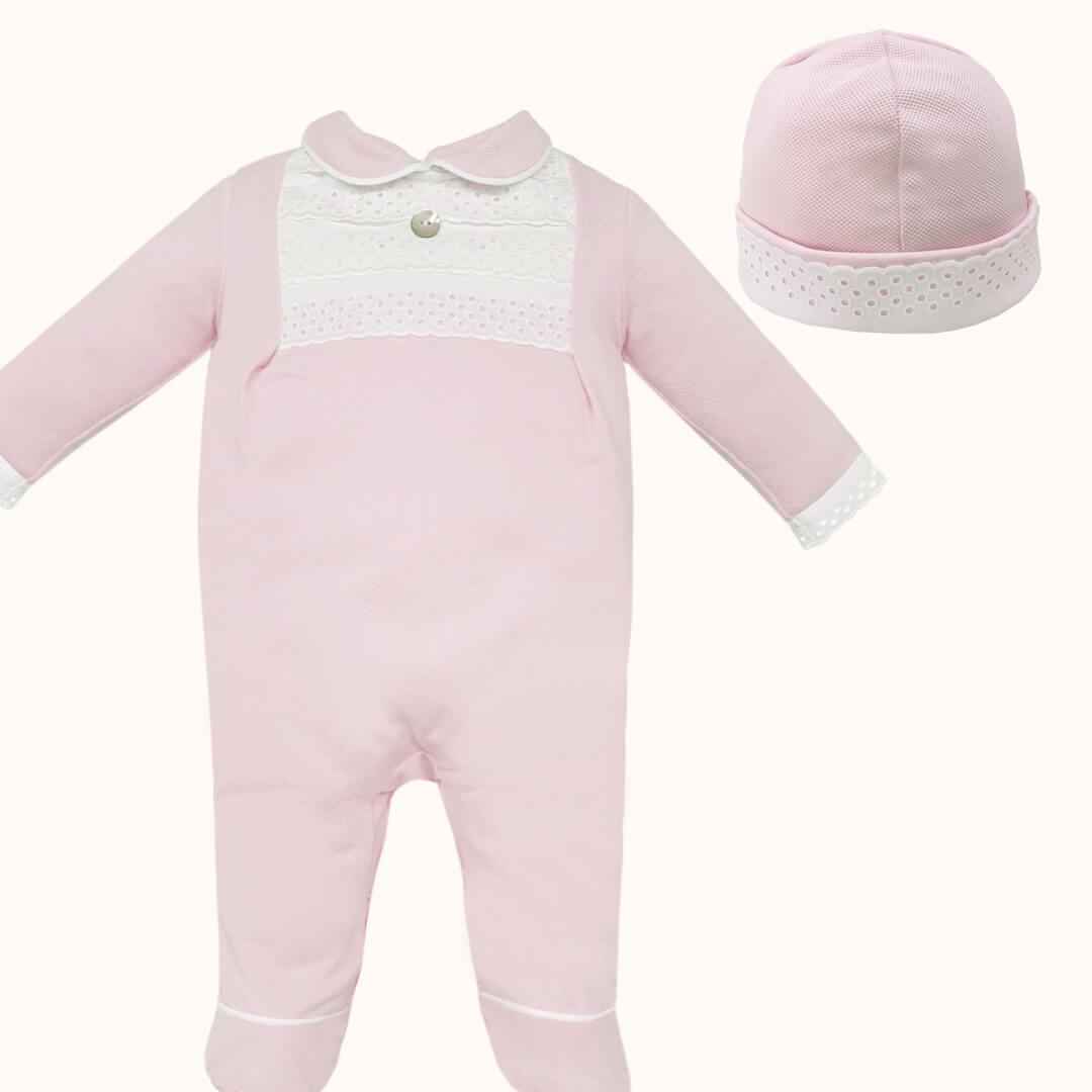 Babygrow e Gorro Pretty 1 Rosa - Pim-Pam-Pum Baby
