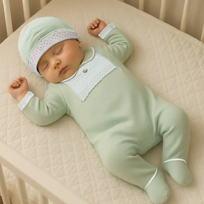 Babygrow_e_Gorro_Pretty_1_Verde_bebe - Pim-Pam-Pum Baby