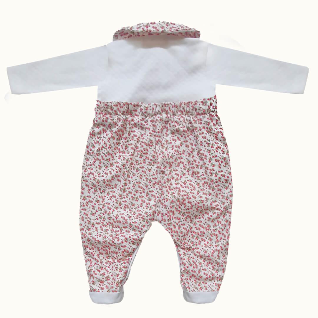 Babygrow Florzinhas Branco/Rosa - Pim-Pam-Pum Baby