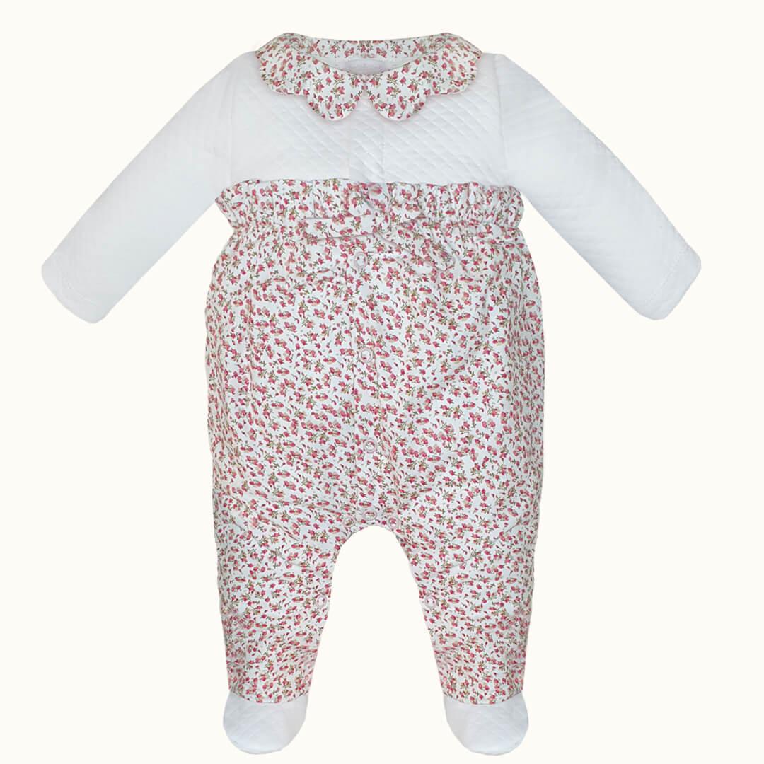 Babygrow Florzinhas Branco/Rosa - Pim-Pam-Pum Baby