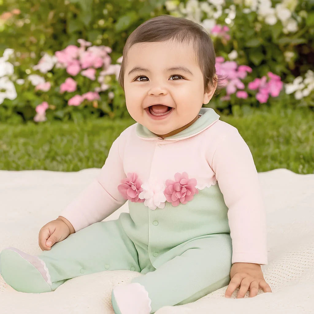Babygrow Jardim Rosa/Verde - Pim-Pam-Pum Baby