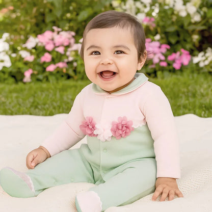 Babygrow Jardim Rosa/Verde - Pim-Pam-Pum Baby