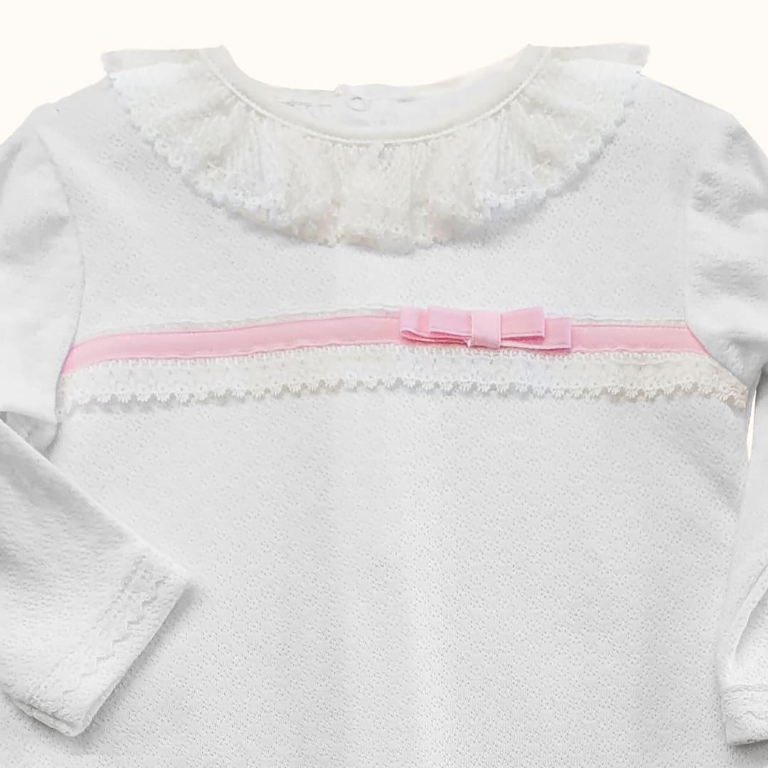 Babygrow Romantic 1 Branco/Rosa - Pim-Pam-Pum Baby