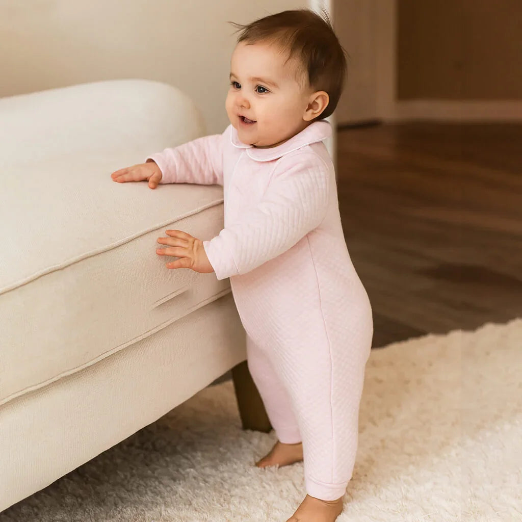 Babygrow sem Pés Diamante Rosa - Pim-Pam-Pum Baby