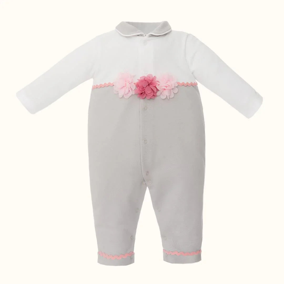 Babygrow sem Pés Jardim Branco/Cinza - Pim-Pam-Pum Baby