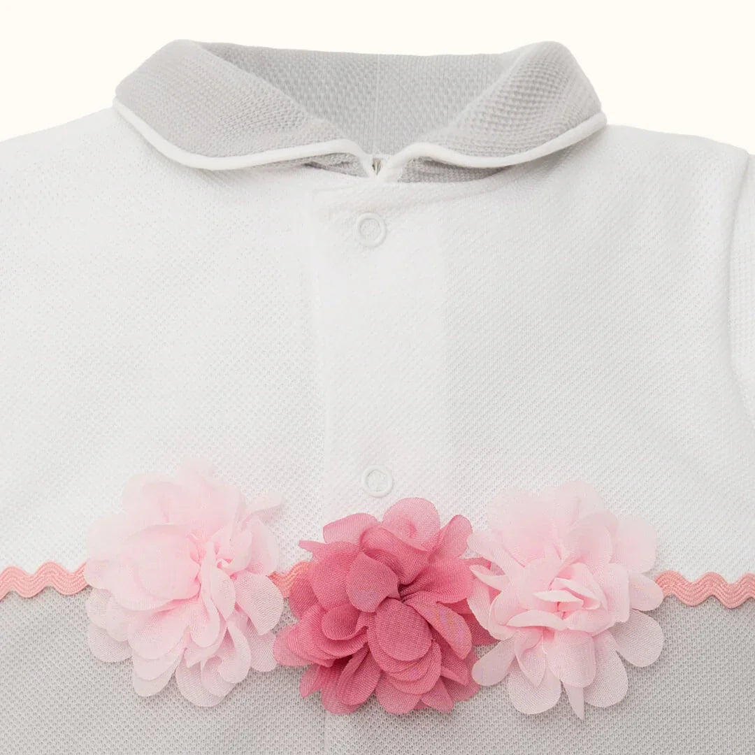 Babygrow sem Pés Jardim Branco/Cinza - Pim-Pam-Pum Baby