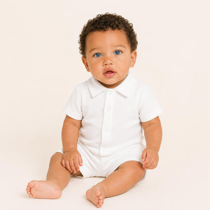 Bebé com camisola de gola camisa sweet bege, 100% algodão macio e confortável para qualquer ocasião