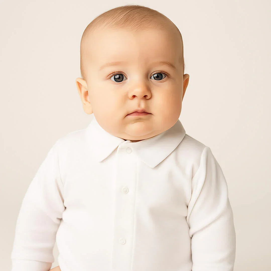 Body de Gola Básico Bege Menino Verão - Pim-Pam-Pum Baby