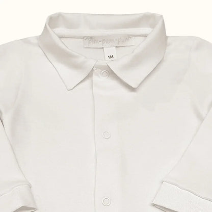 Body de Gola Básico Bege Menino Verão - Pim-Pam-Pum Baby