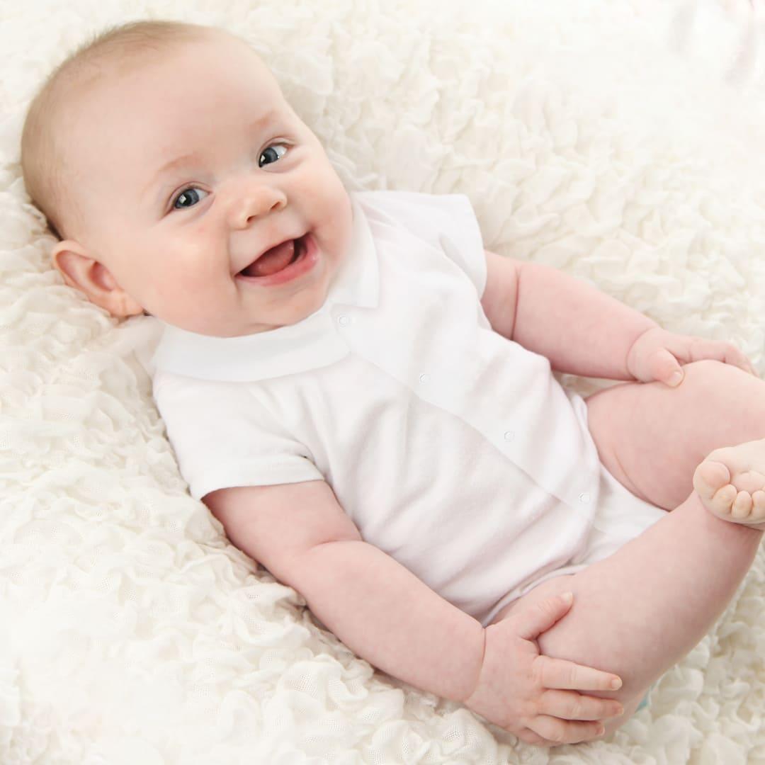 Body de Gola Básico Branco Menino Verão - Pim-Pam-Pum Baby