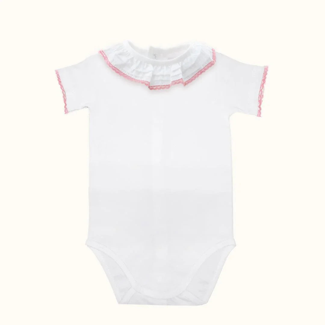Body de Gola Básico Branco/Rosa Verão - Pim-Pam-Pum Baby