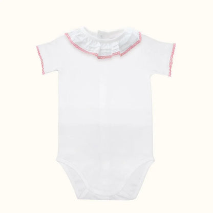 Body de Gola Básico Branco/Rosa Verão - Pim-Pam-Pum Baby