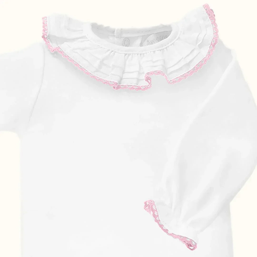 Body de Gola Básico Branco/Rosa Verão - Pim-Pam-Pum Baby