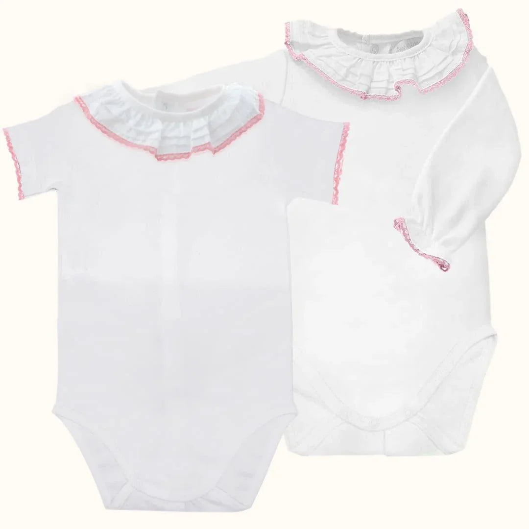 Body de Gola Básico Branco/Rosa Verão - Pim-Pam-Pum Baby