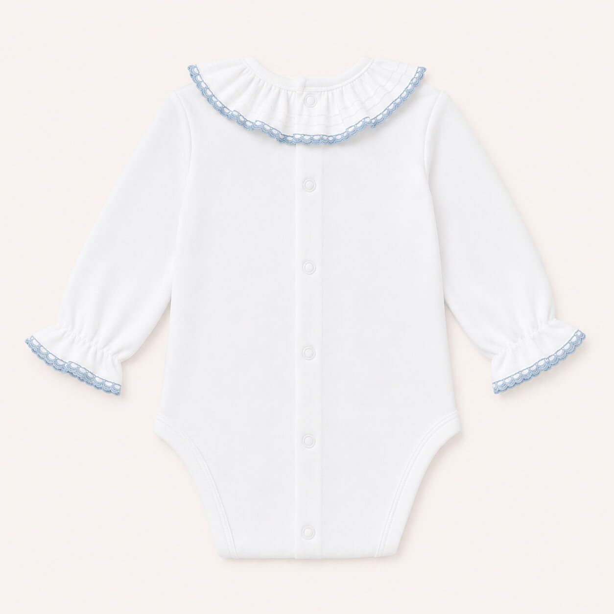 Winter-Rundhalsbody für Babys - Basic Weiß und Blau