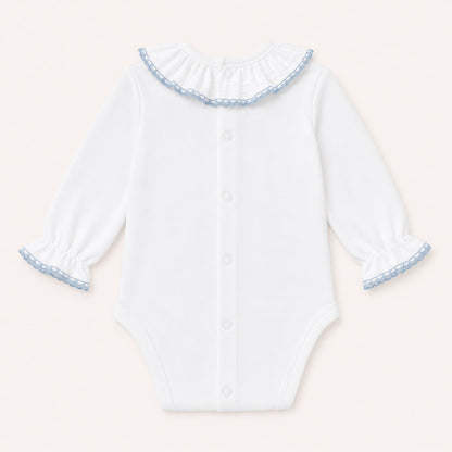 Winter-Rundhalsbody für Babys - Basic Weiß und Blau