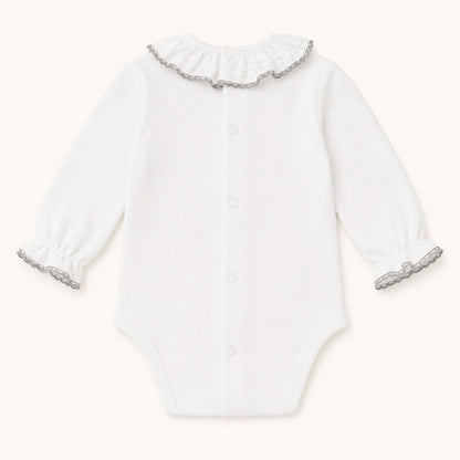 Body con collo estivo per neonato Base Bianco/Grigio