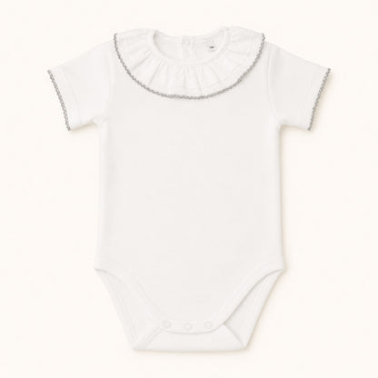 Body con collo estivo per neonato Base Bianco/Grigio