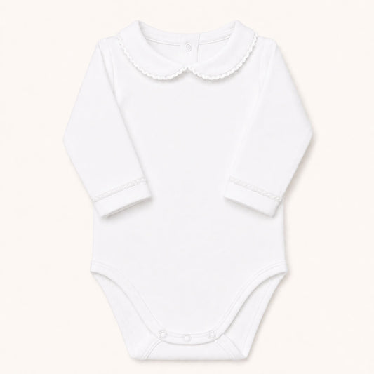 body com gola vintage em malha algodão suave para a pele dos bebés desde 1 mês aos 24 meses