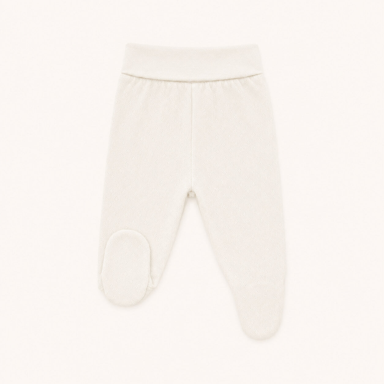 calça interior com pés para recém-nascido em malha fantasia branco, superconfortáveis, sem elástico e sem etiquetas irritantes para a pele do bebé