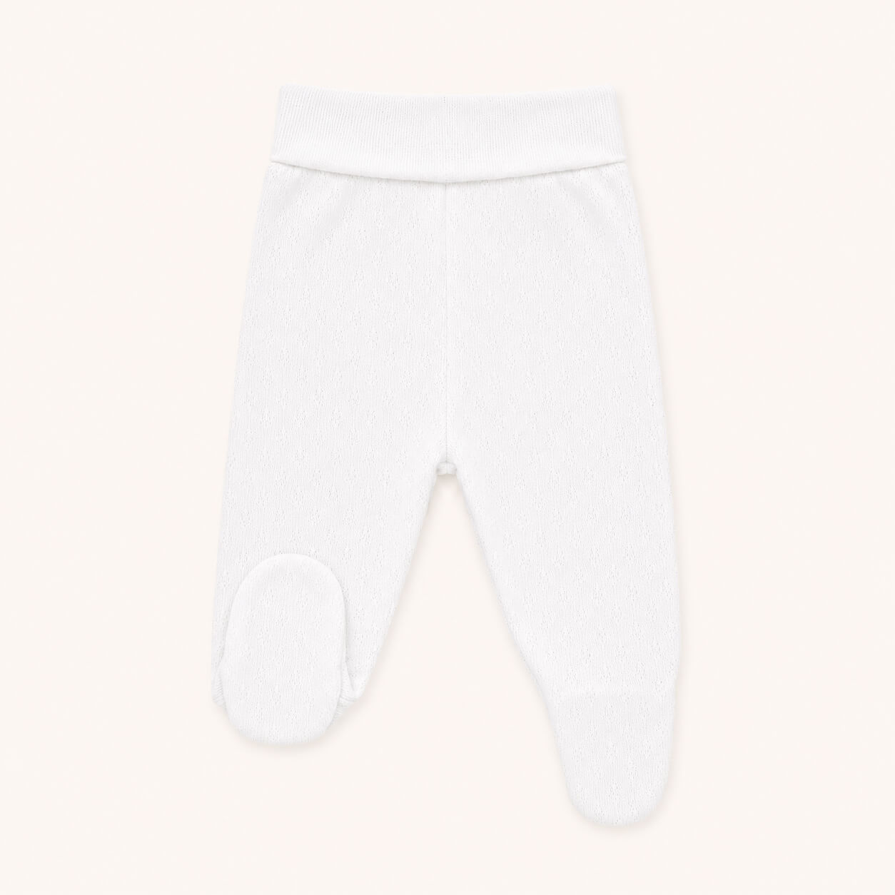 Calça com pés em malha fantasia super suave, ideal para pele sensível do bebé 