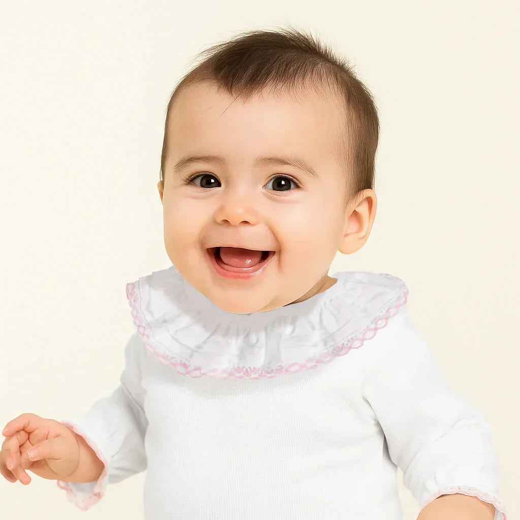 Camisola de Gola Candy Branco/Rosa Verão - Pim-Pam-Pum Baby