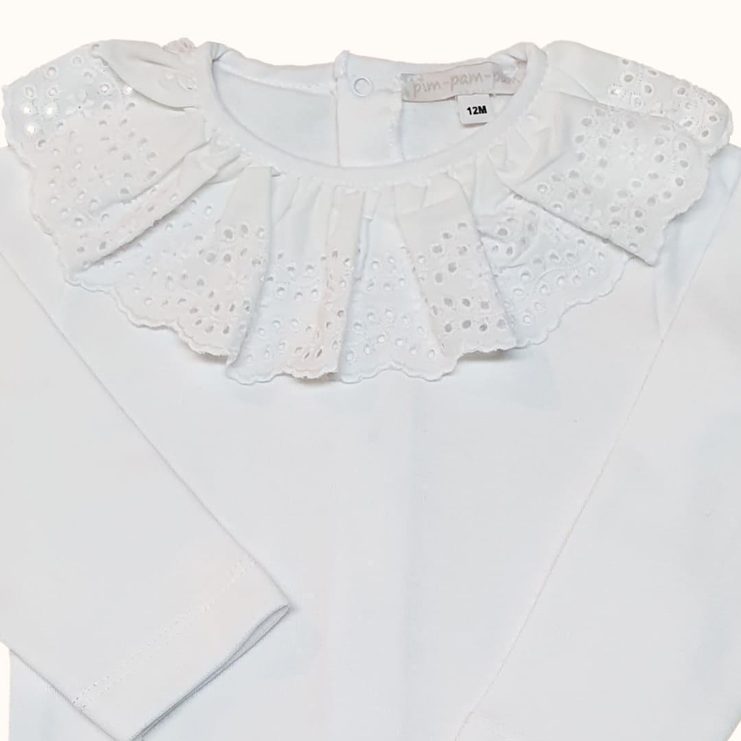 Camisola de Gola Party Branco Verão - Pim-Pam-Pum Baby