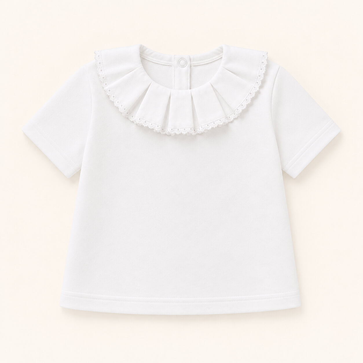 camisola de gola  classic em bordado inglês algodão  branca para bebés dos 12 meses aos 48 meses