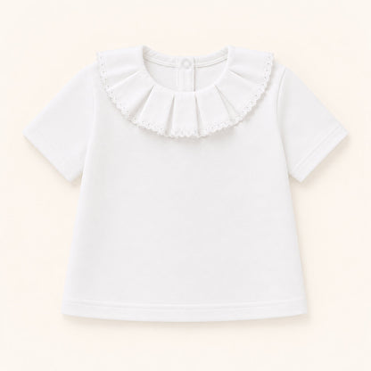 camisola de gola  classic em bordado inglês algodão  branca para bebés dos 12 meses aos 48 meses