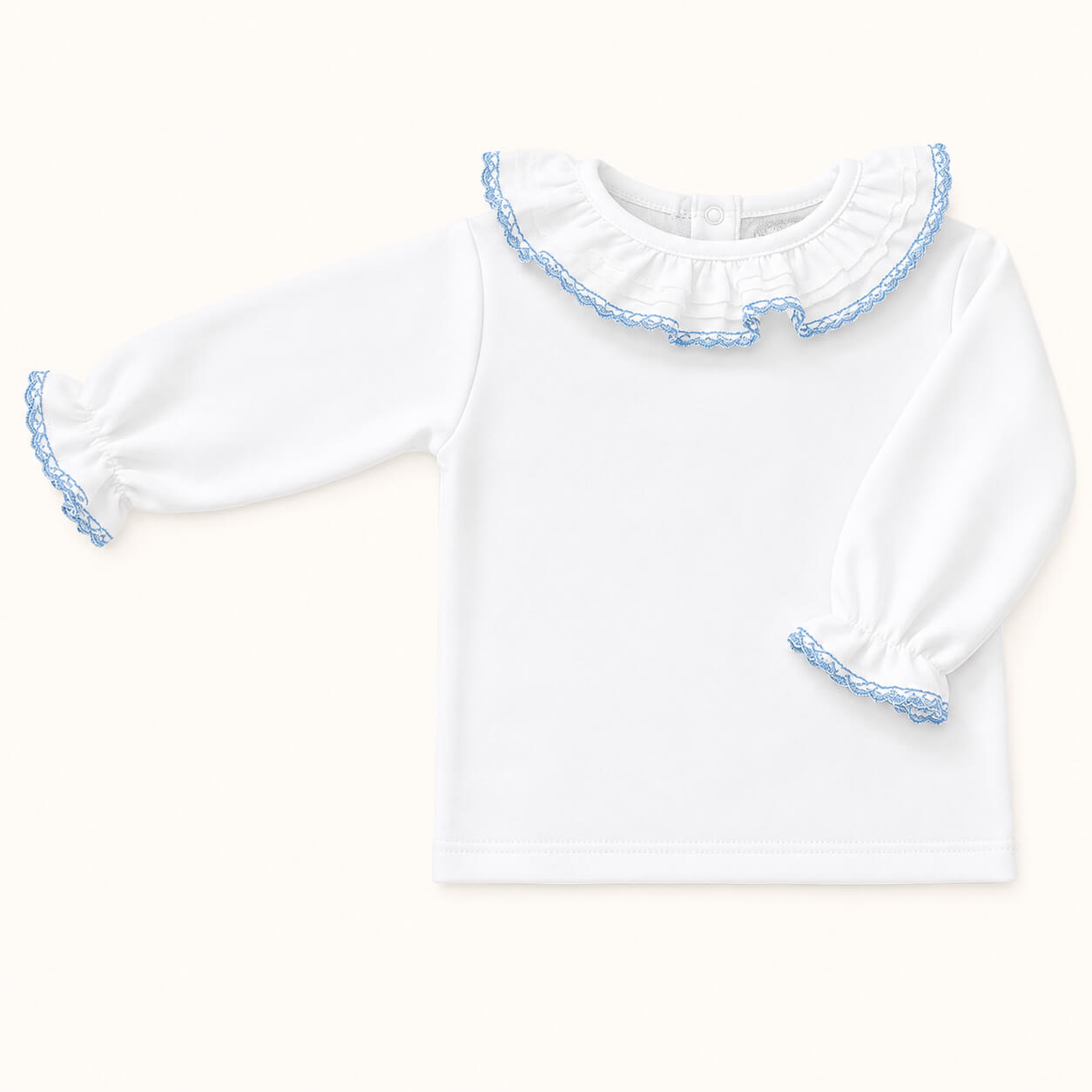 Camisola de Gola de verão para bebé - Básico Branco/Azul