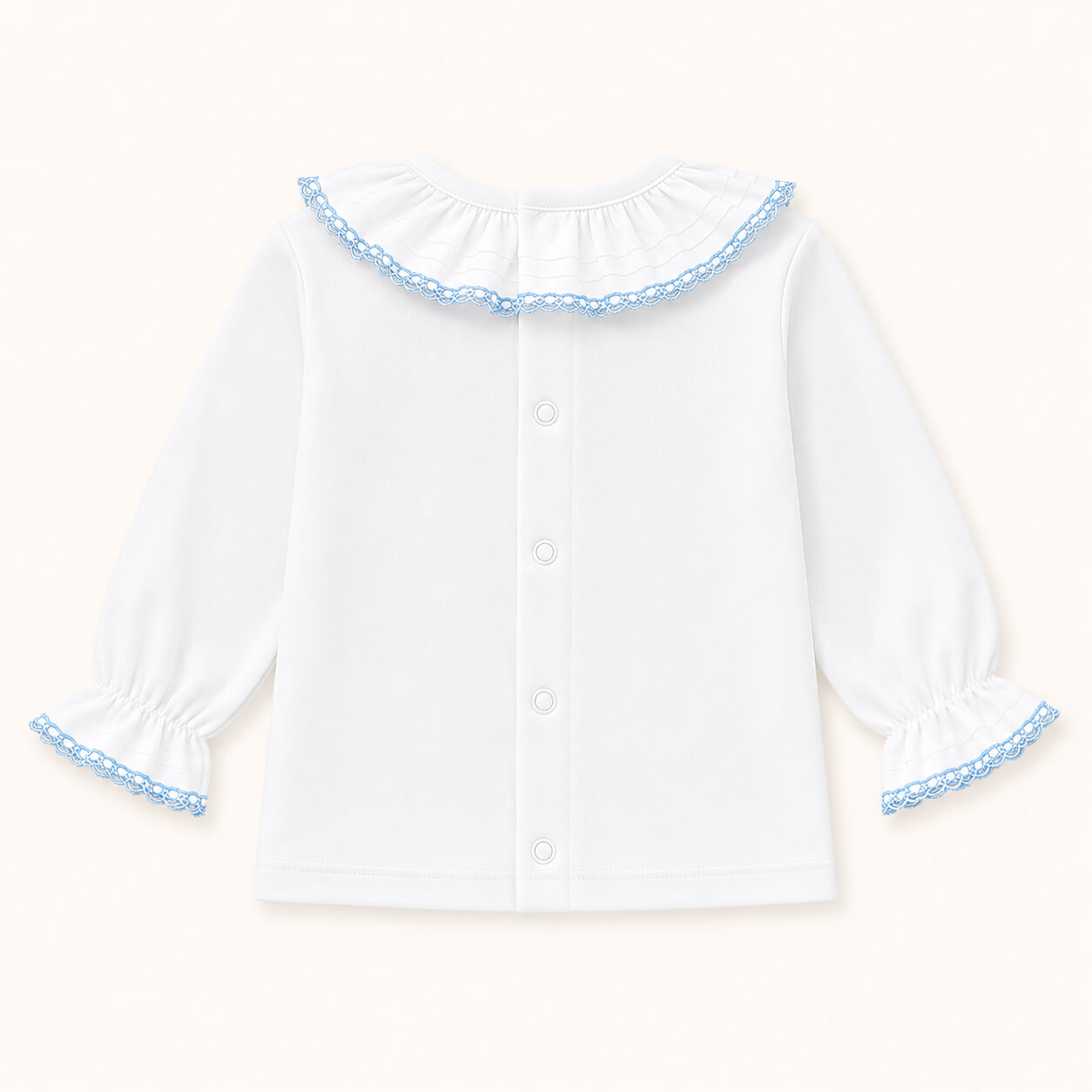 Camisola de Gola de verão para bebé - Básico Branco/Azul