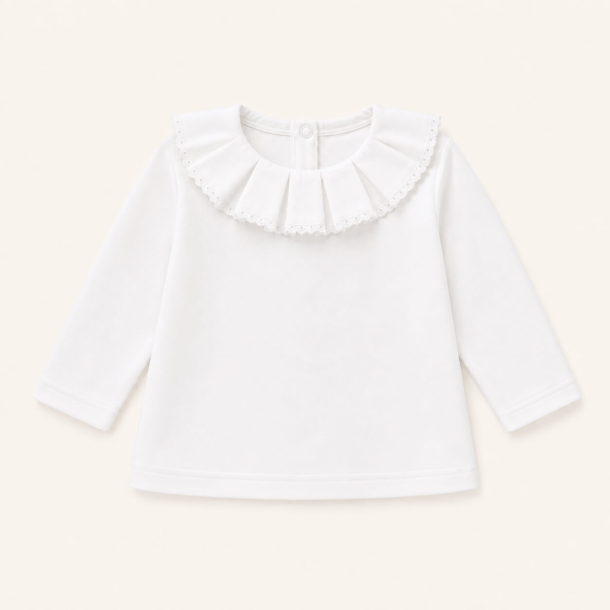 camisola de gola  classic em bordado inglês algodão  branca para bebés dos 12 meses aos 48 meses