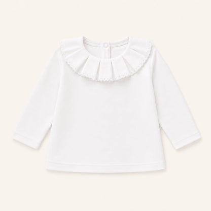 camisola de gola  classic em bordado inglês algodão  branca para bebés dos 12 meses aos 48 meses