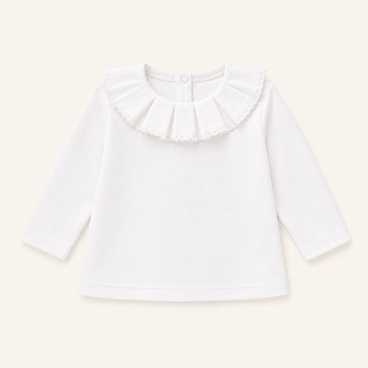 camisola de gola  classic em bordado inglês algodão  branca para bebés dos 12 meses aos 48 meses