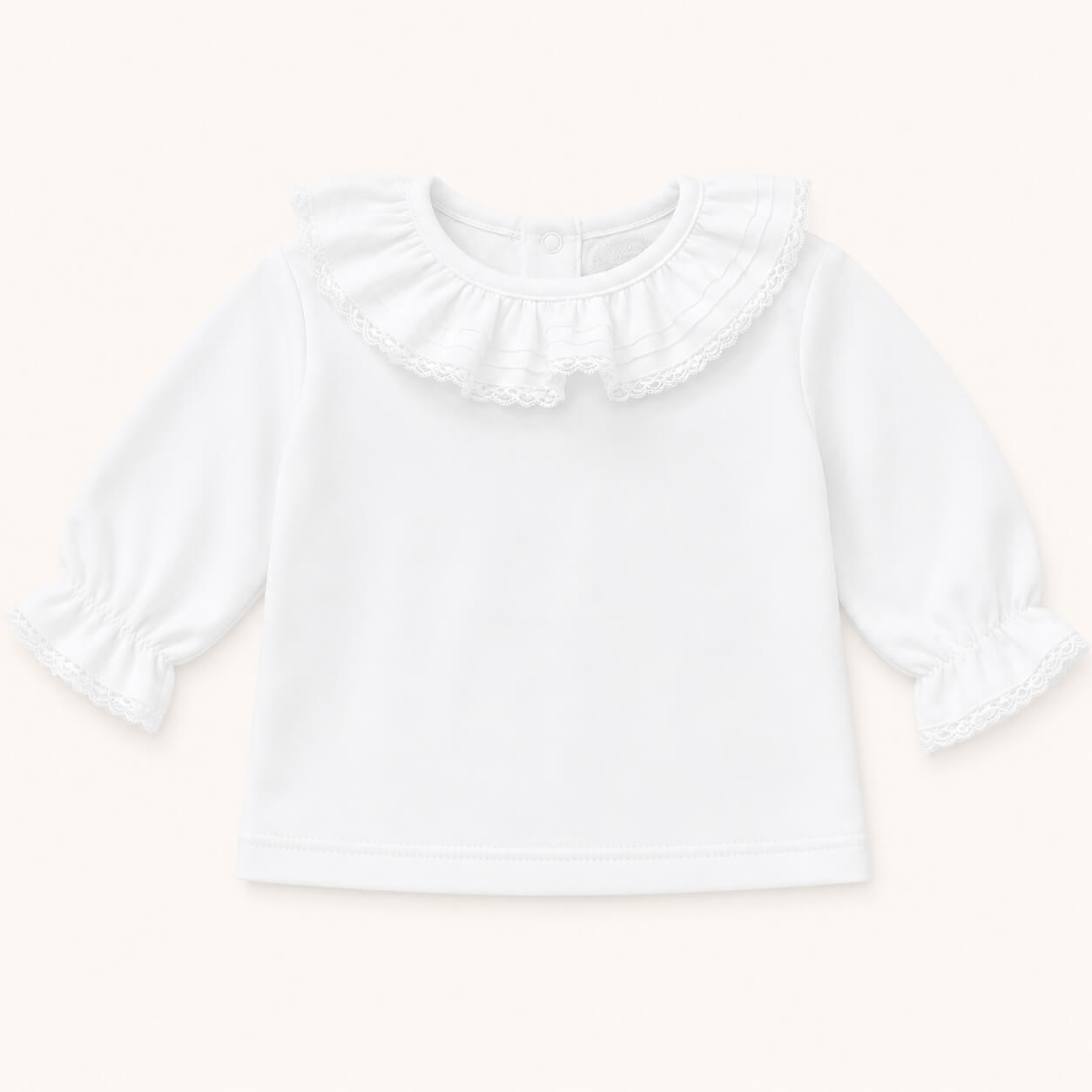 Camisola de Gola de Verão para Bebé- Básico Branco