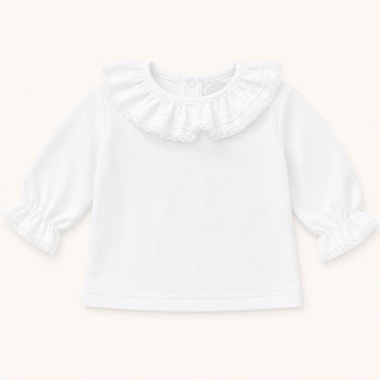 Camisola de Gola de Verão para Bebé- Básico Branco