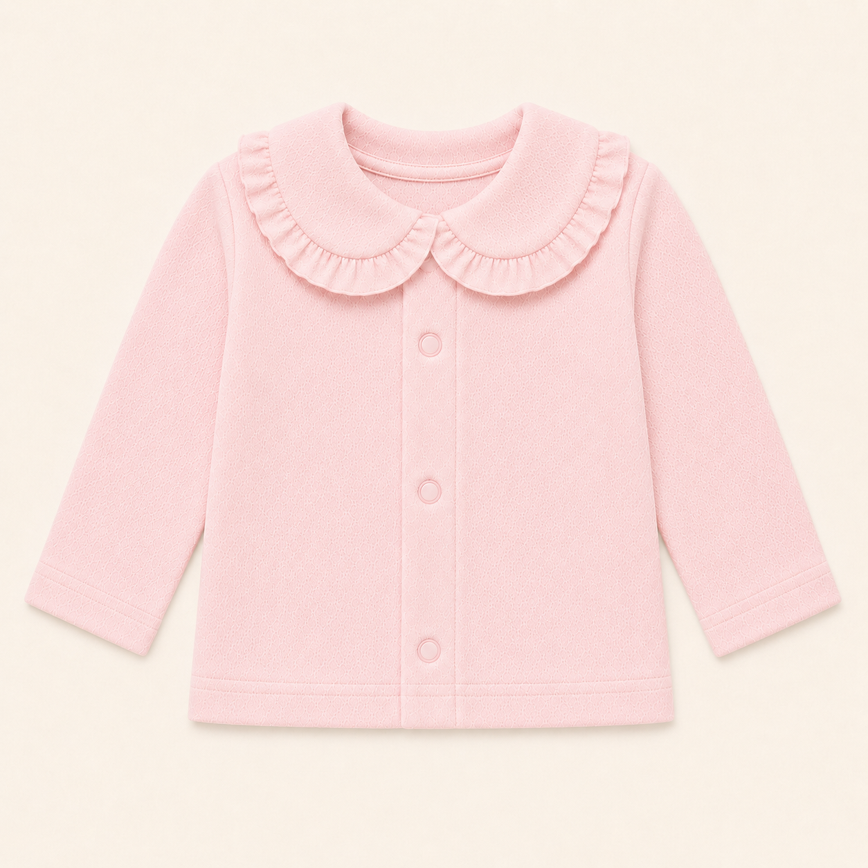 camisola de gola sweet rosa, em algodão, muito confortável e prático para bebés dos 12 meses aos 48 meses