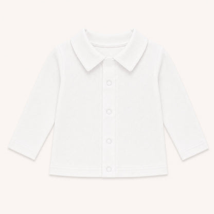 camisola de gola camisa sweet branco, manga comprida, 100% algodão macio e confortável, ideal para quando deixar a fralda