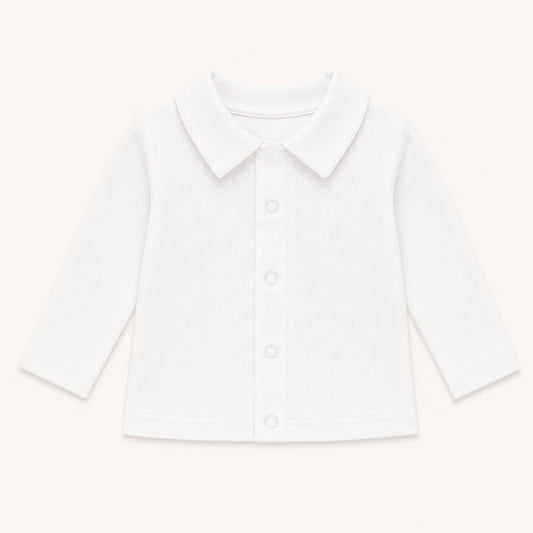 camisola de gola camisa sweet branco, manga comprida, 100% algodão macio e confortável, ideal para quando deixar a fralda