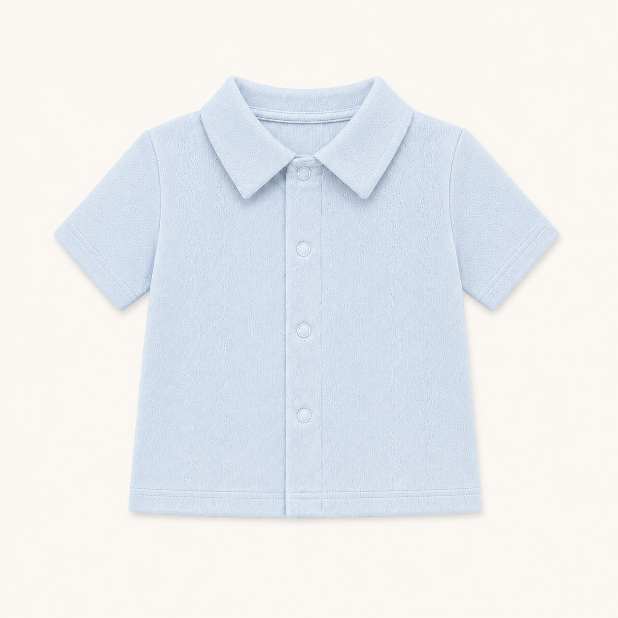 camisola de gola camisa sweet azul, manga curta, 100% algodão macio e confortável, ideal para quando deixar a fralda
