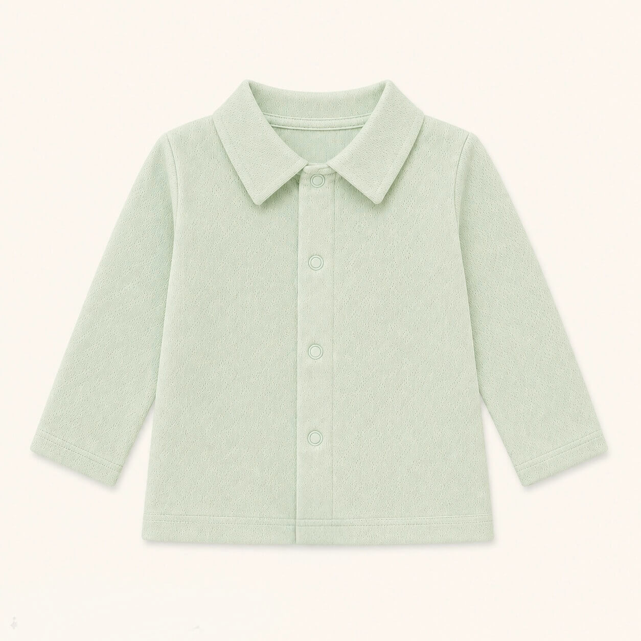 camisola de gola camisa sweet verde, manga comprida, 100% algodão macio e confortável, ideal para quando deixar a fralda