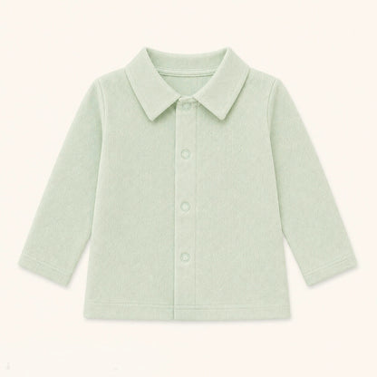 camisola de gola camisa sweet verde, manga comprida, 100% algodão macio e confortável, ideal para quando deixar a fralda