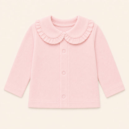 camisola de gola folho sweet rosa, manga comprida, 100% algodão macio e confortável, ideal para quando deixar a fralda