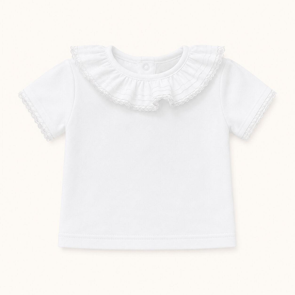 Camisola de Gola de Verão para Bebé- Básico Branco