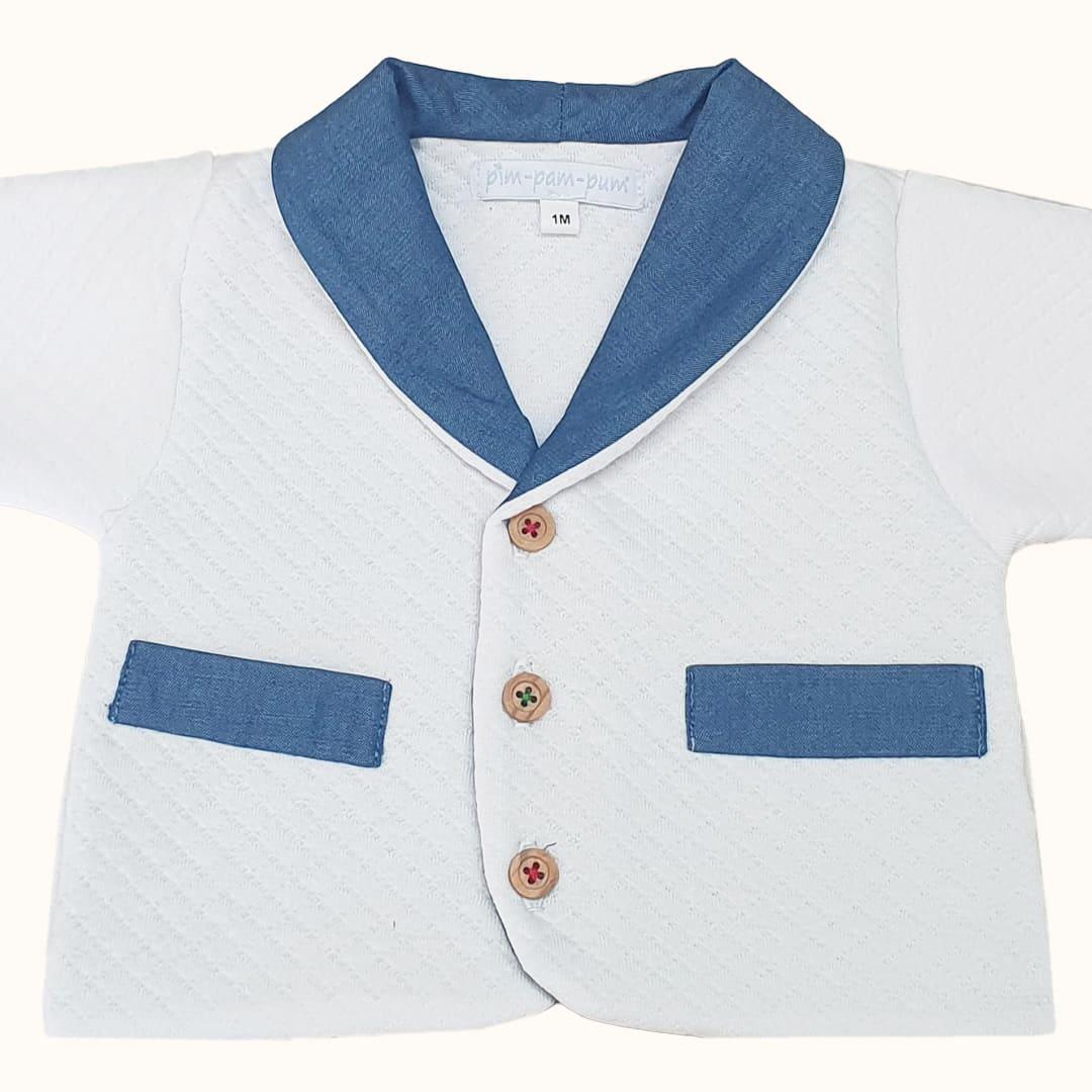 Casaco Bebé Denim Branco/Azul - Pim-Pam-Pum Baby