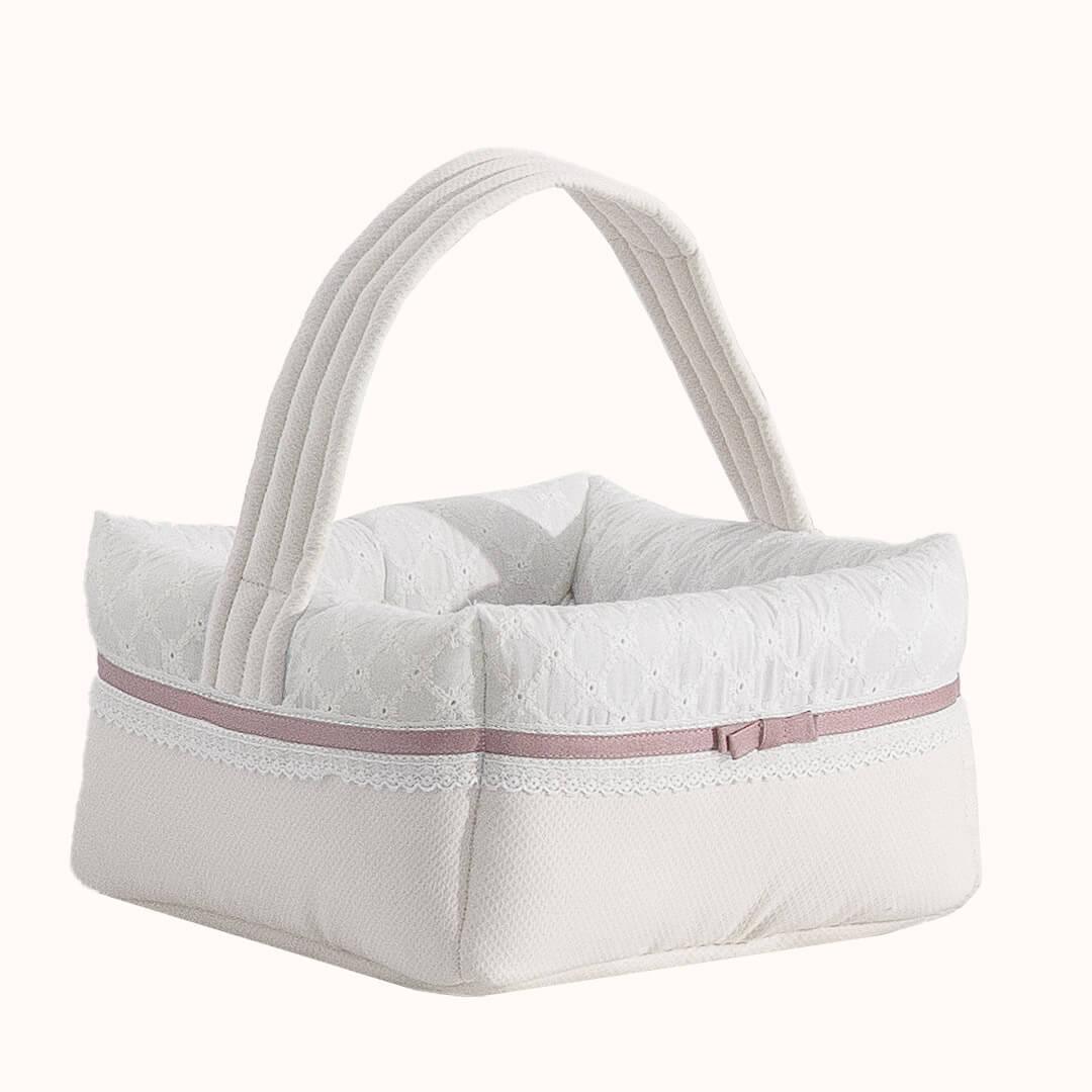 Cesto Tecido Romantic Bege Rosa - Pim-Pam-Pum Baby