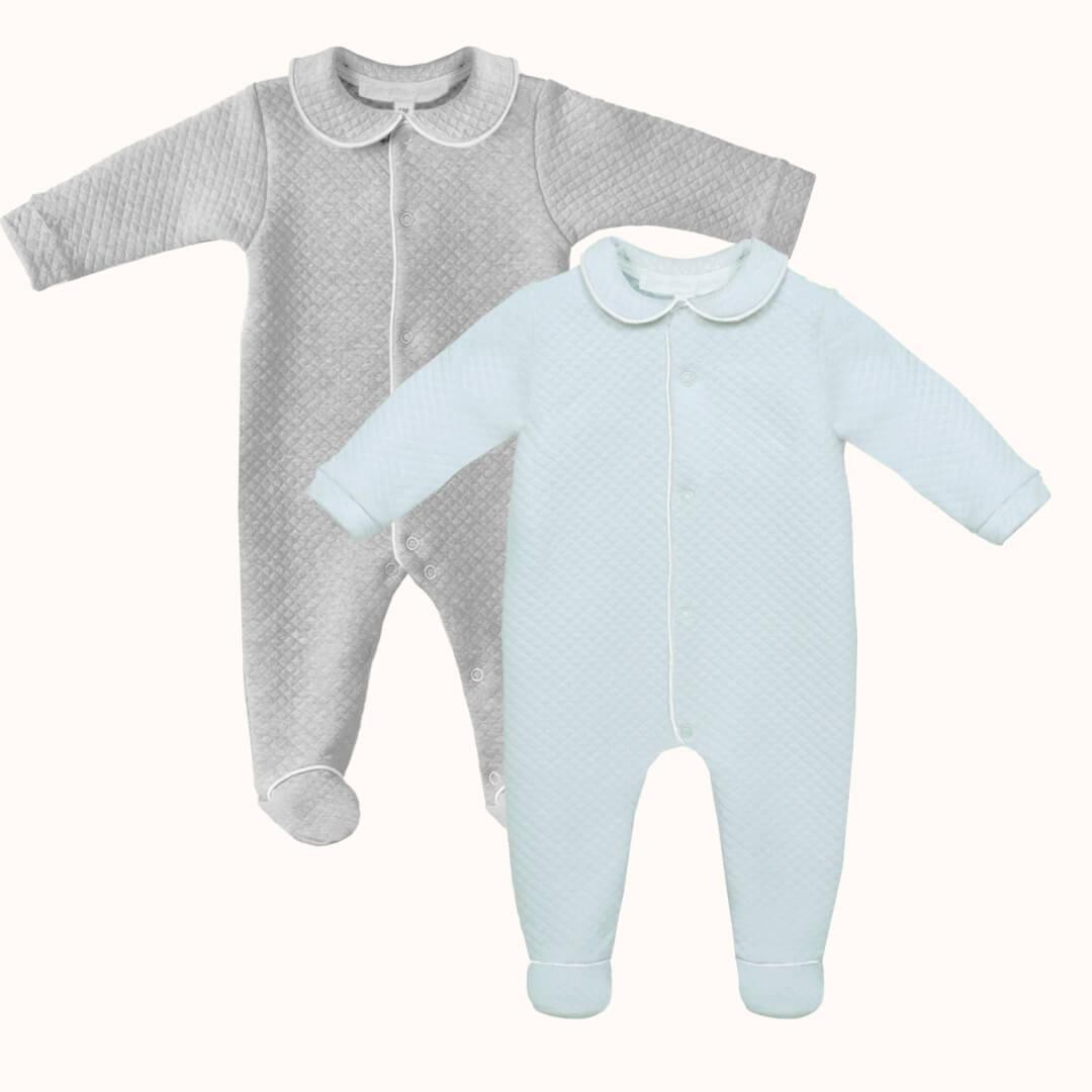 Conjunto de 2 Babygrows Diamante Azul e Cinza - Pim-Pam-Pum Baby