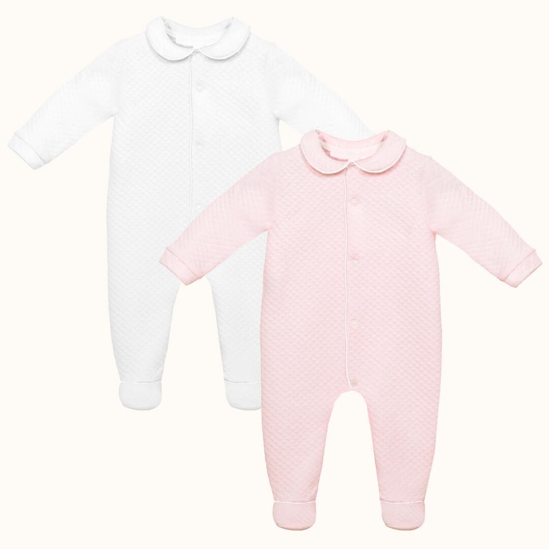 conjunto-de-2-babygrows-diamante-rosa-e-branco-pim-pam-pum-baby-16256 - Pim-Pam-Pum Baby