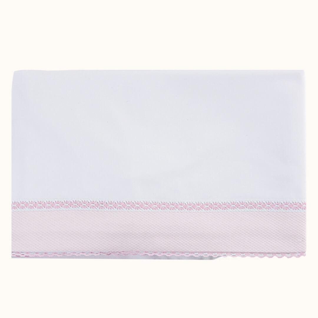 Conjunto Lençóis Candy Branco com Barra Rosa - Pim-Pam-Pum Baby